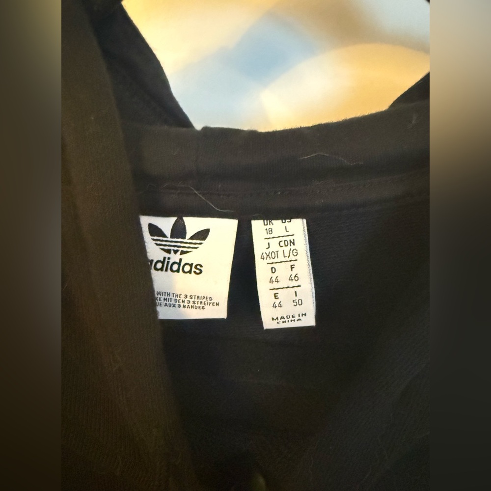 Adidas Women's Tri-Tone Hoodie - Black, White, Neon Lime - Size L - Picture 2 of 5